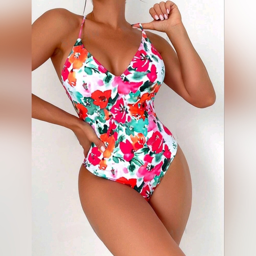 Floral Print One Piece Swimsuit